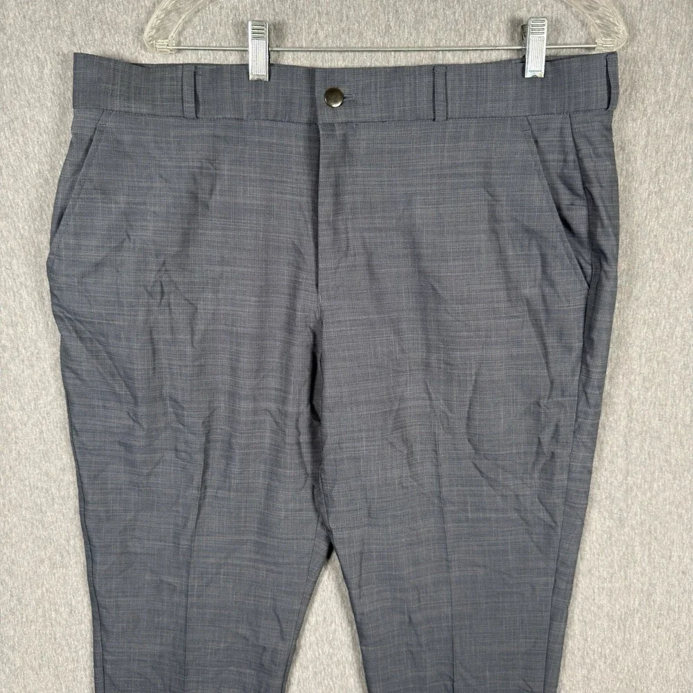 State & Liberty Athletic Fit Stretch Pants Mens C 38x29 Heathered Navy Pleated